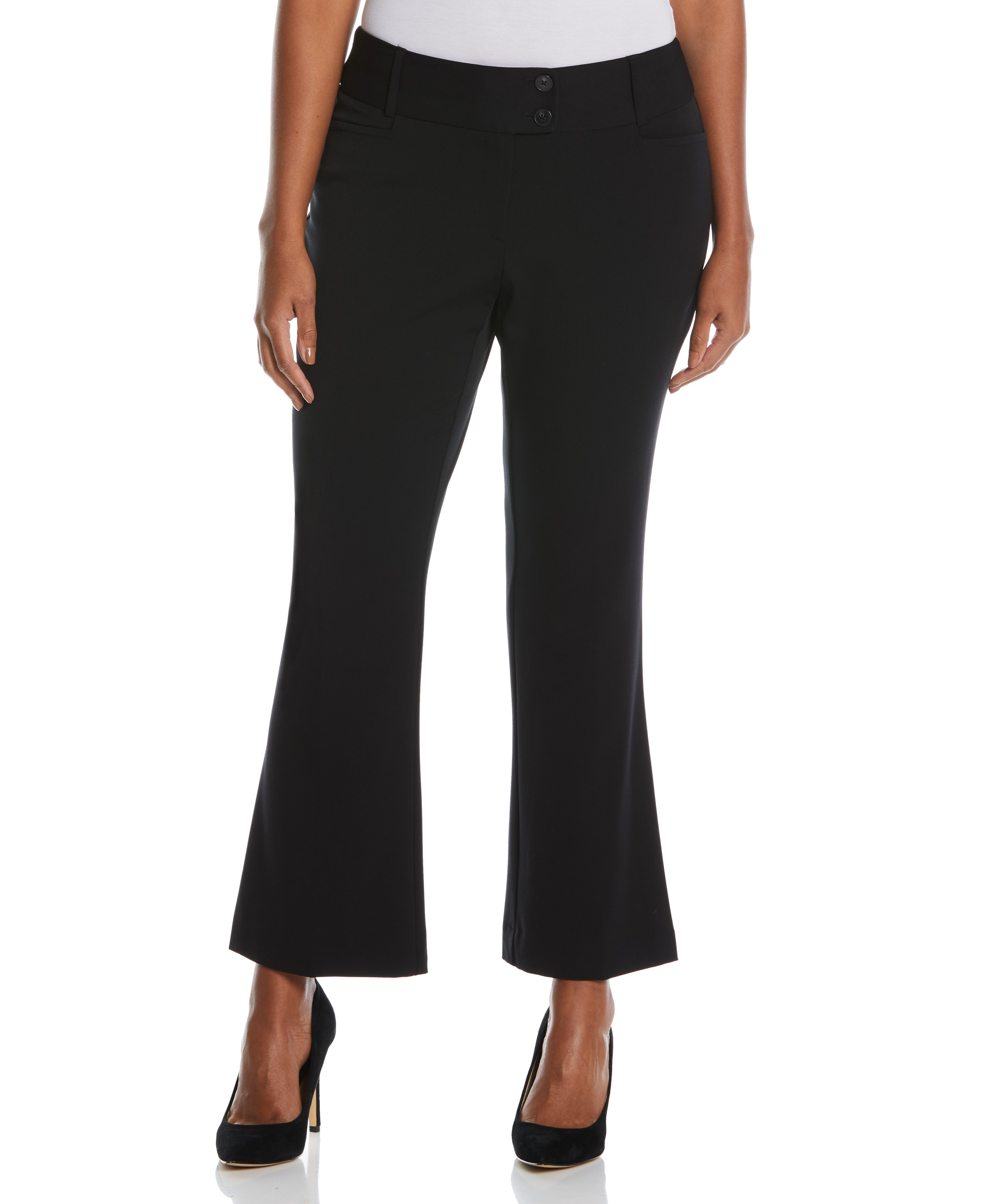 Rafaella Women's Petite Curvy Fit Short Length Bootcut Pants, Black, 8P