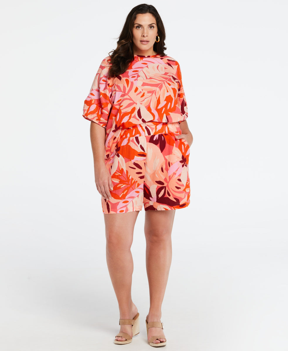 Plus Size 100 Cotton Floral Shorts Set Rafaella
