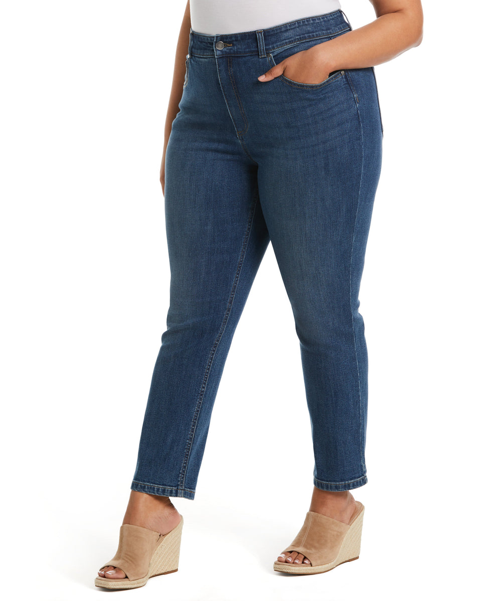 Marilyn Straight Crop Jeans With Cuffs - Upbeat Blue | NYDJ
