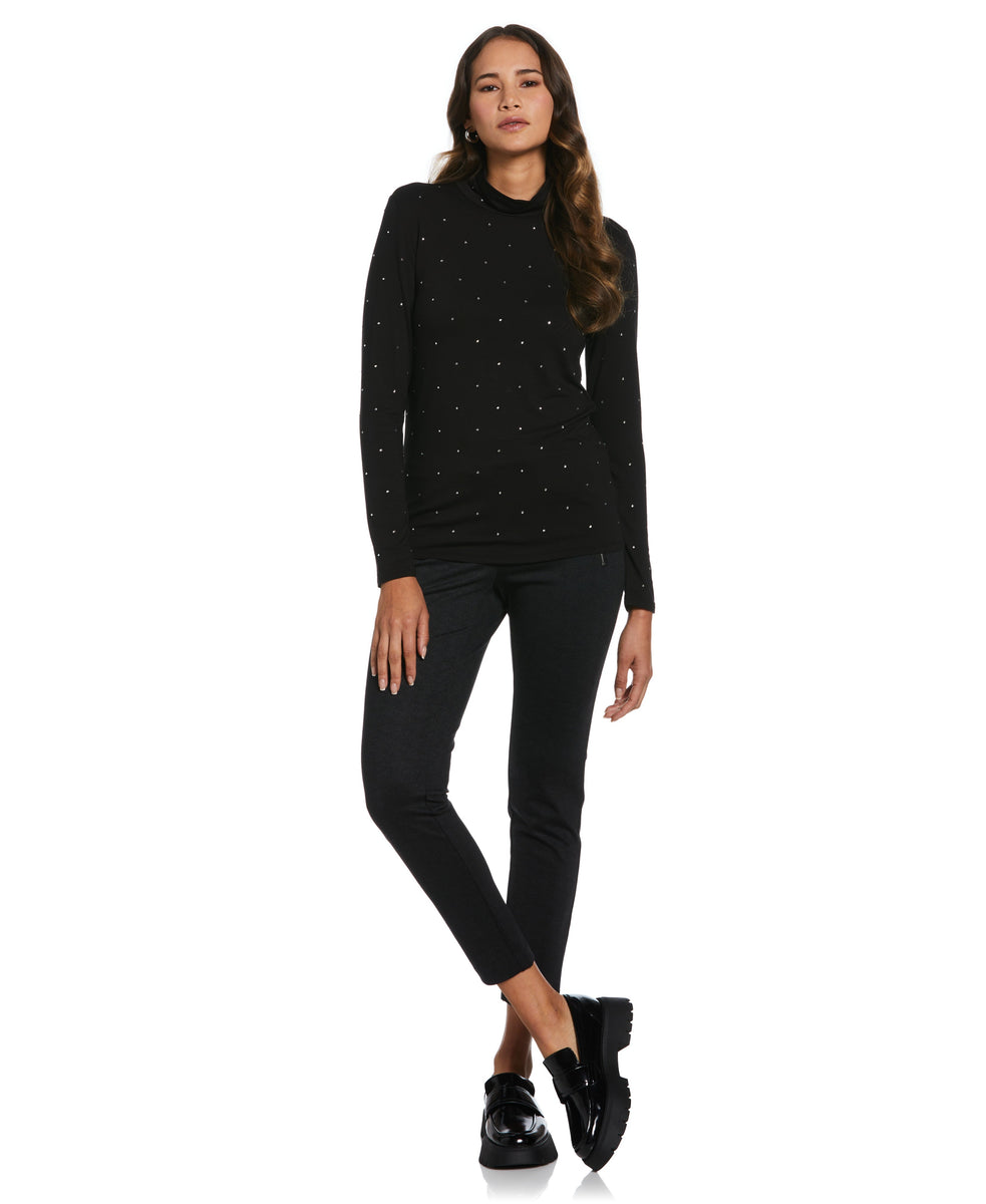 Glitter Turtleneck – Mix Rhinestone Turtleneck Top | Rafaella