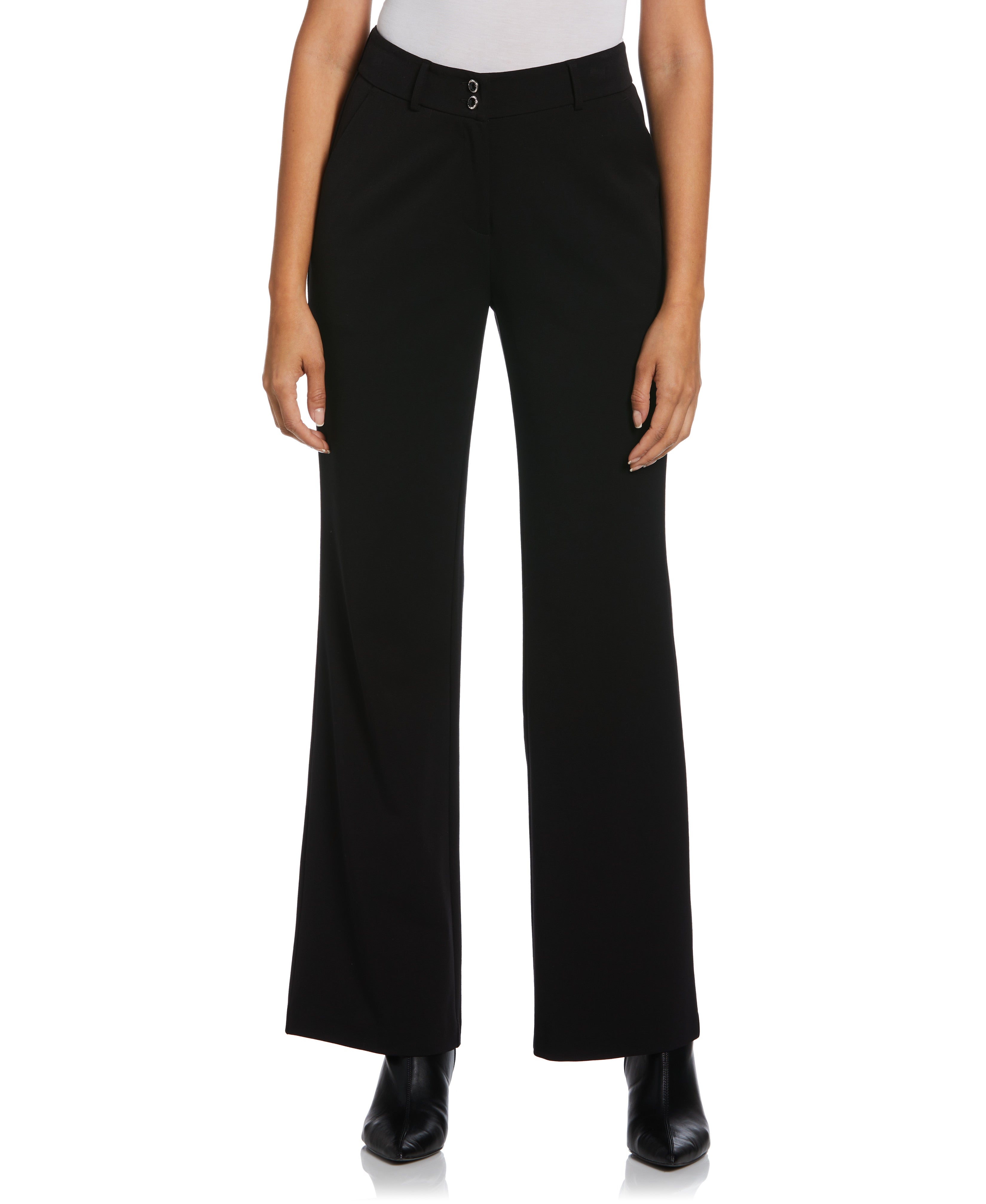 Ella by Rafaella Women's Wide Leg Pants in Black, Size 8, Solid, Polyester/Viscose/Lycra