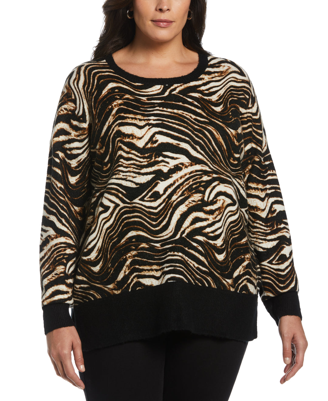 Animal Print Slouchy Sweater (Black) 