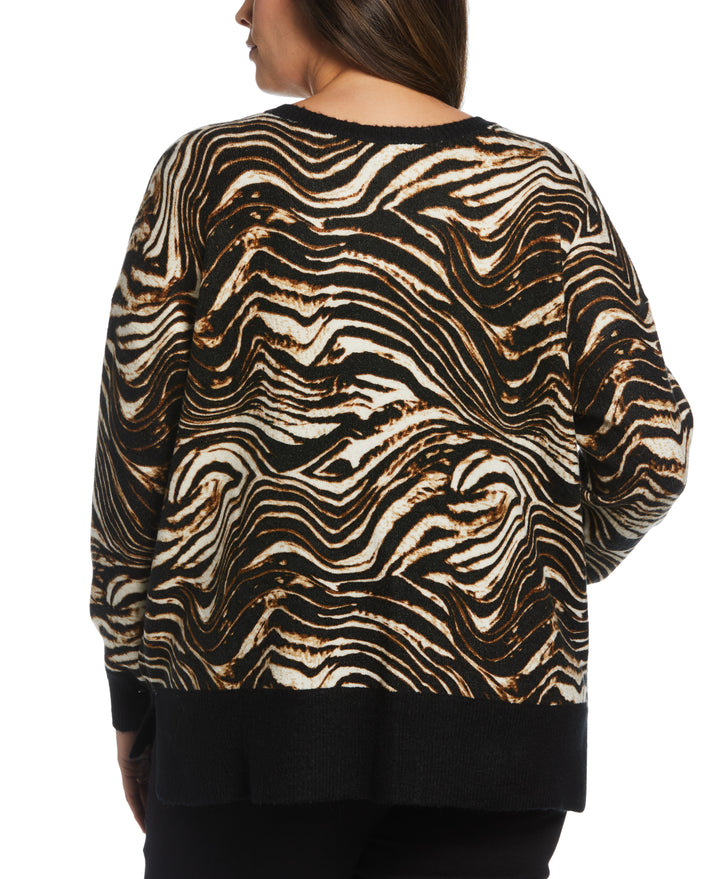 Animal Print Slouchy Sweater (Black) 