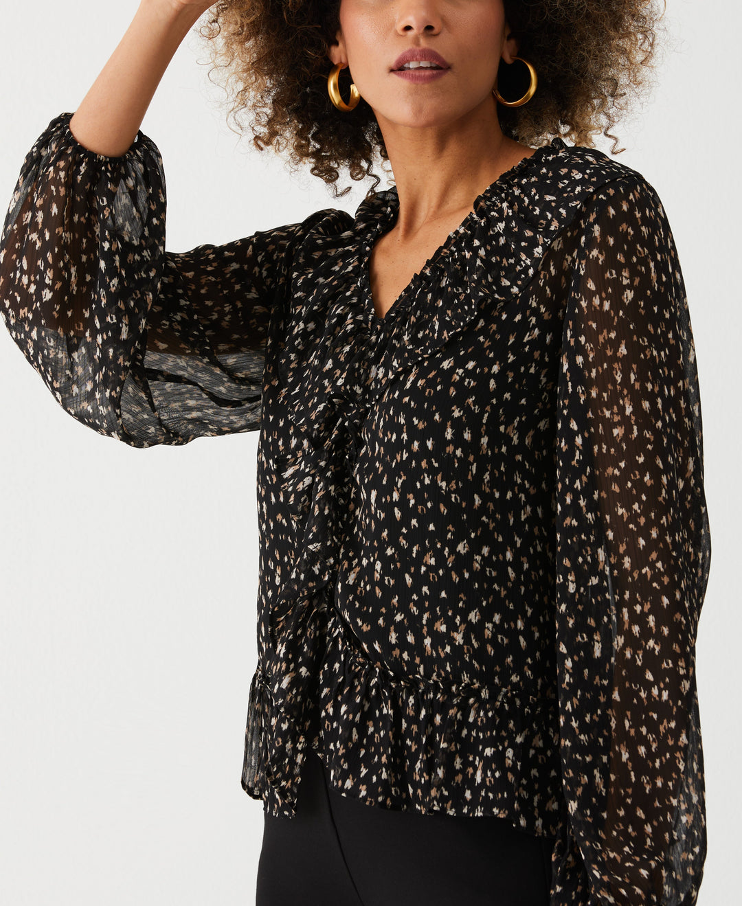 leopard print ruffle blouse