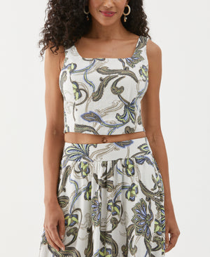 Batik Print Square Neck Top (Aloe) 