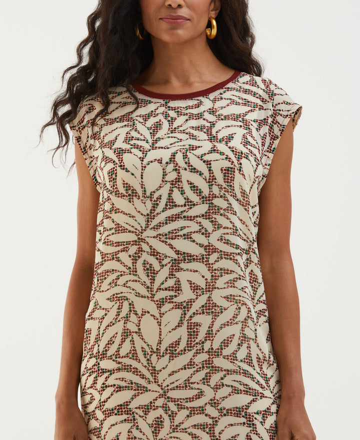 Beach Geo Print Relaxed Dress (White Swan) 