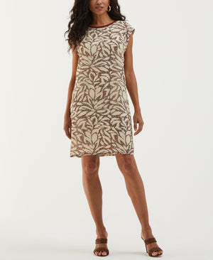 Beach Geo Print Relaxed Dress (White Swan) 