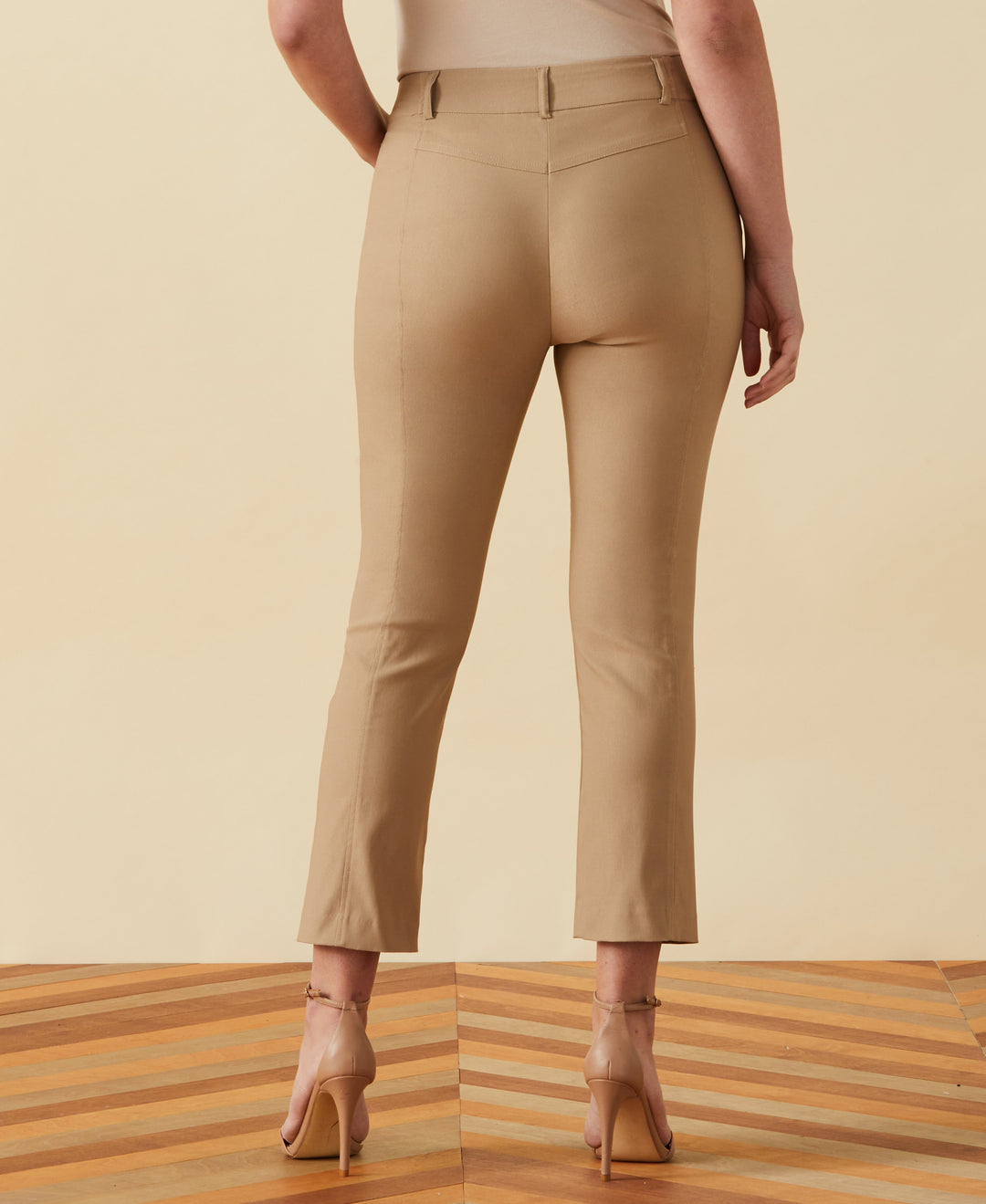 Classic Fit Seamed Straight Leg Crop Pant with Vents (Dark Safari) 