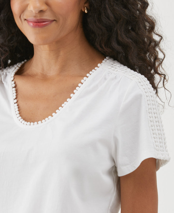 Dot Trim Tee (White) 