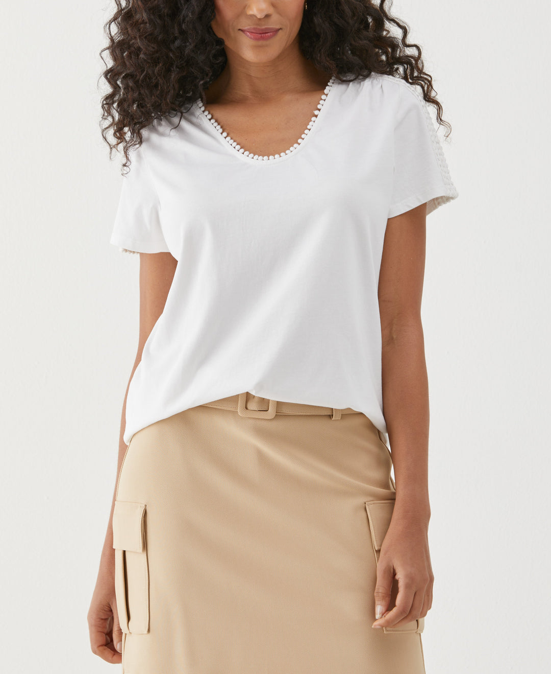 Dot Trim Tee (White) 