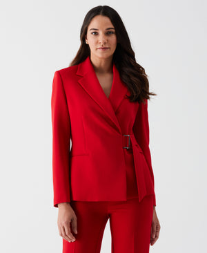 Double Breasted Tie Wrap Blazer (Tango Red) 