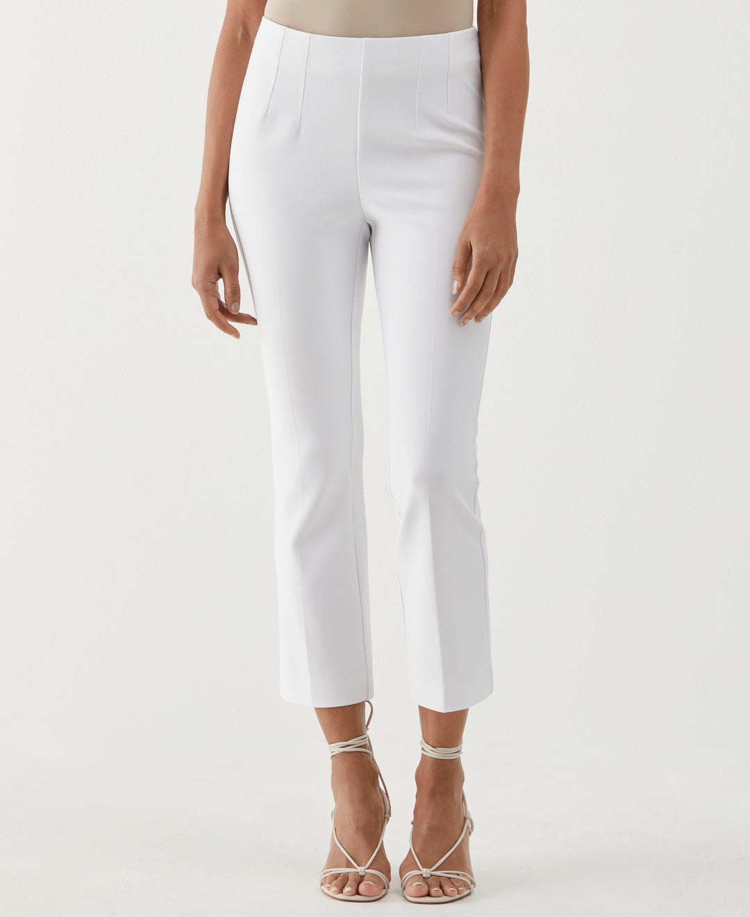 Double Dart Crop Bootcut Pant (White) 