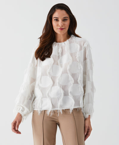 Drop Shoulder Textured Blouse (Star White) 