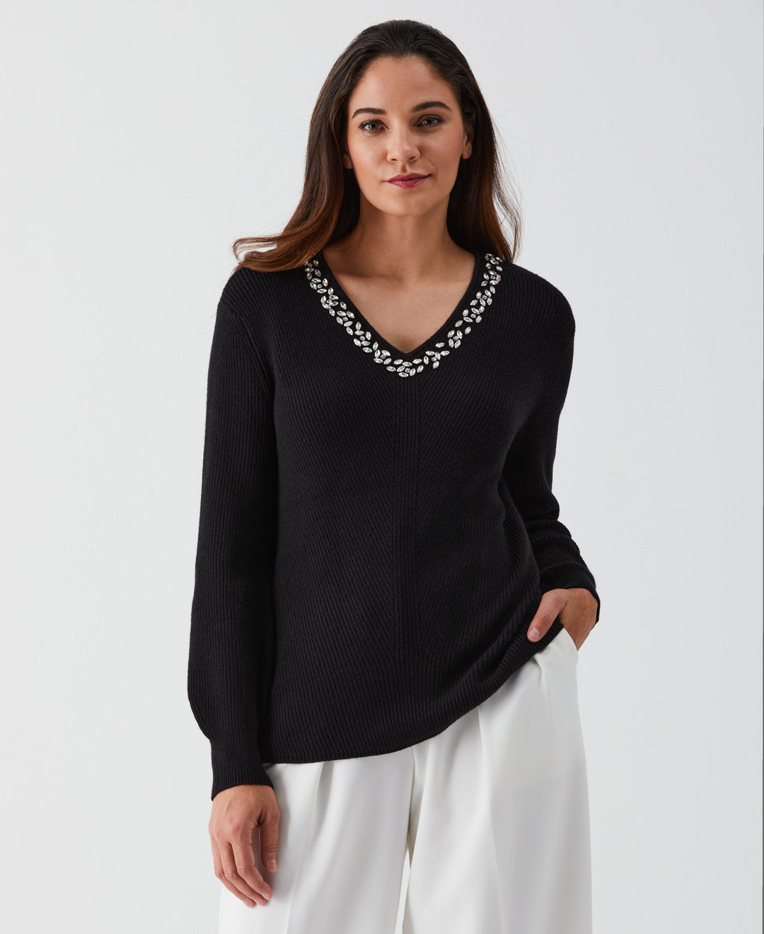 Embellished-V-Neck-Sweater-