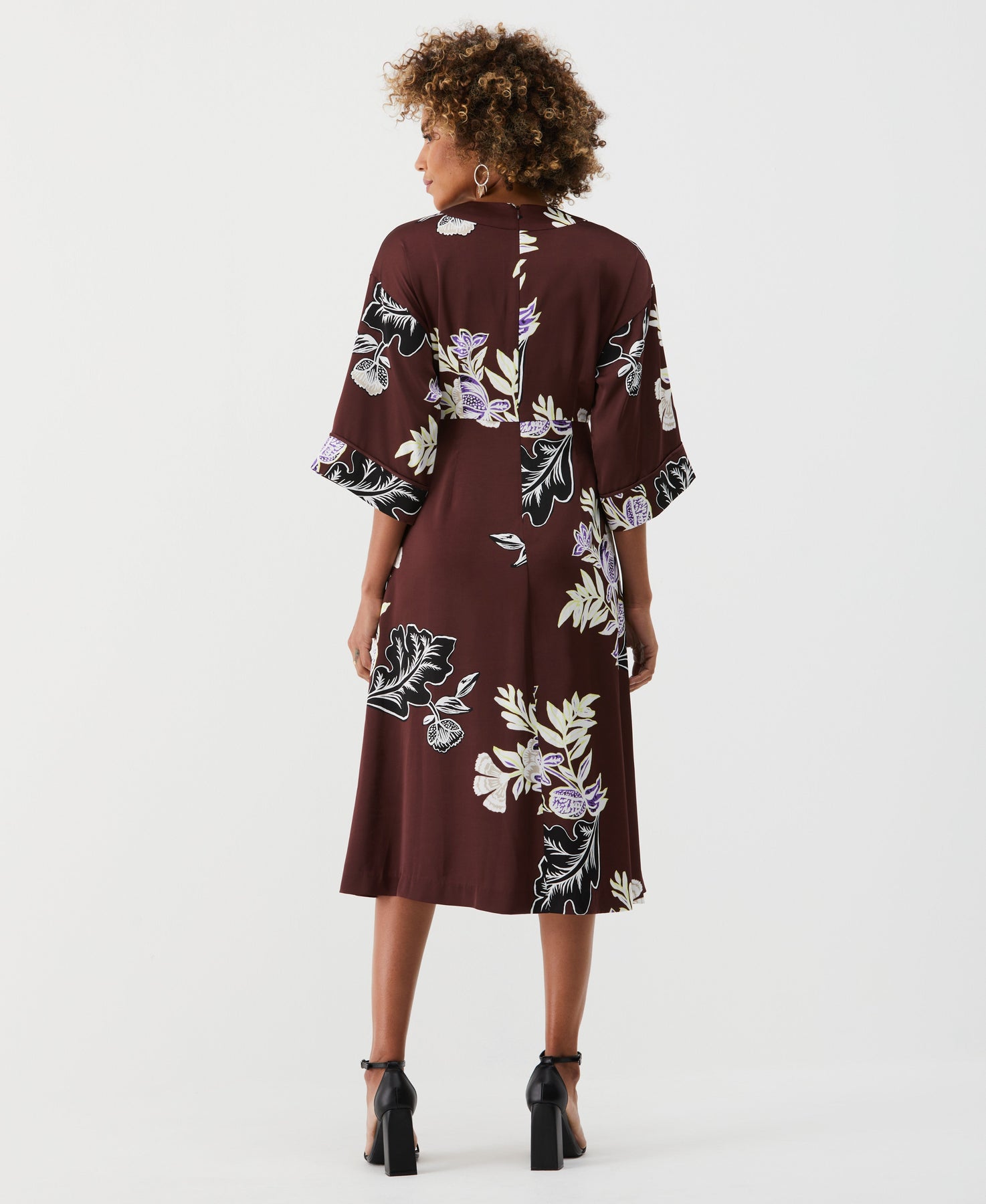 faux wrap midi dress BUBBLE SLEEVE L / MAUVE Tumble dry on low heat West K Women's Georgette Faux