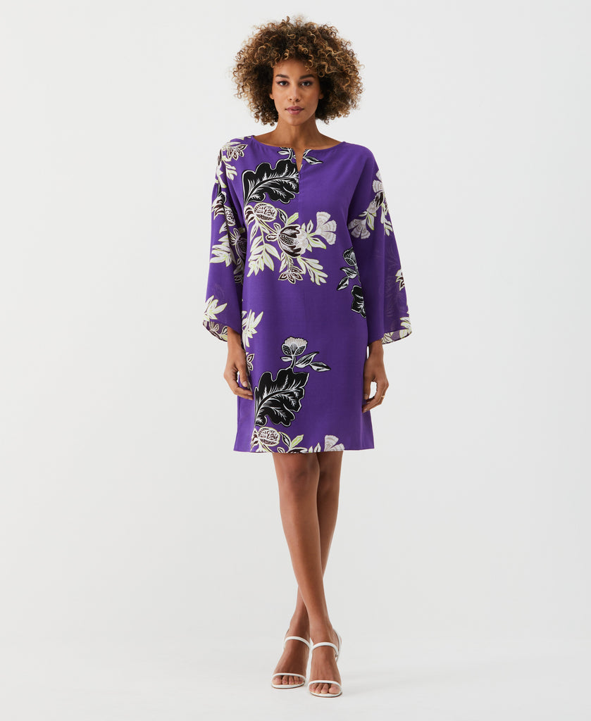 Women's Floral Print Zip Tunic Dress