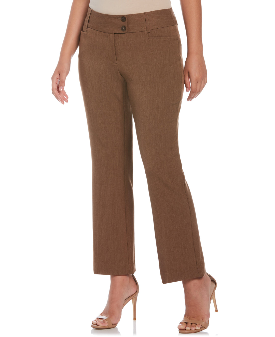 GABARDINE BOOTCUT PANT - CURVY FIT (Coffee Melange) 