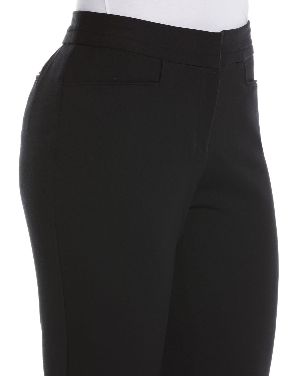 GABARDINE SLIM LEG PANT - CURVY FIT (Black) 