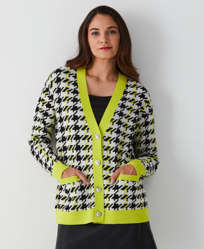 Houndstooth Relaxed Cardigan (Sulphur Spring) 
