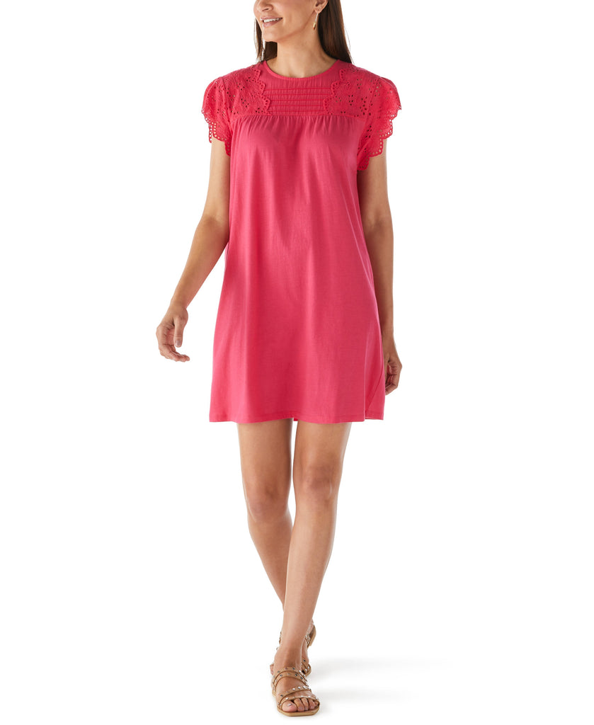 ELLA Womens ELLA Short Eyelet Sleeve Shirt Dress L Innuendo | Boscov's