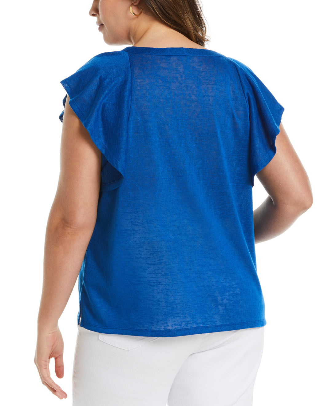 Lace-Up Flutter Sleeve Top (Princess Blue) 