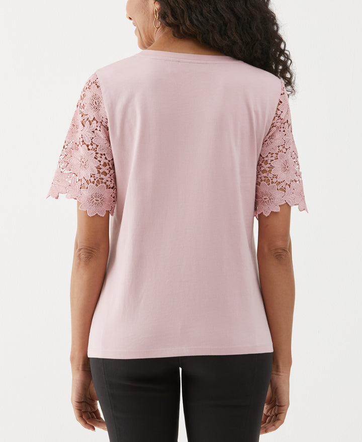 Lace Yoke Knit Top (Zephyr) 