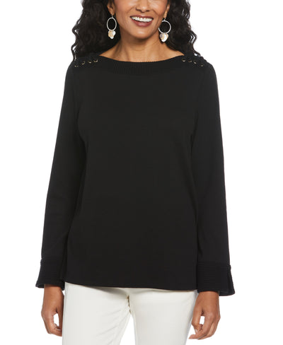 Laced Boatneck Top (Black) 