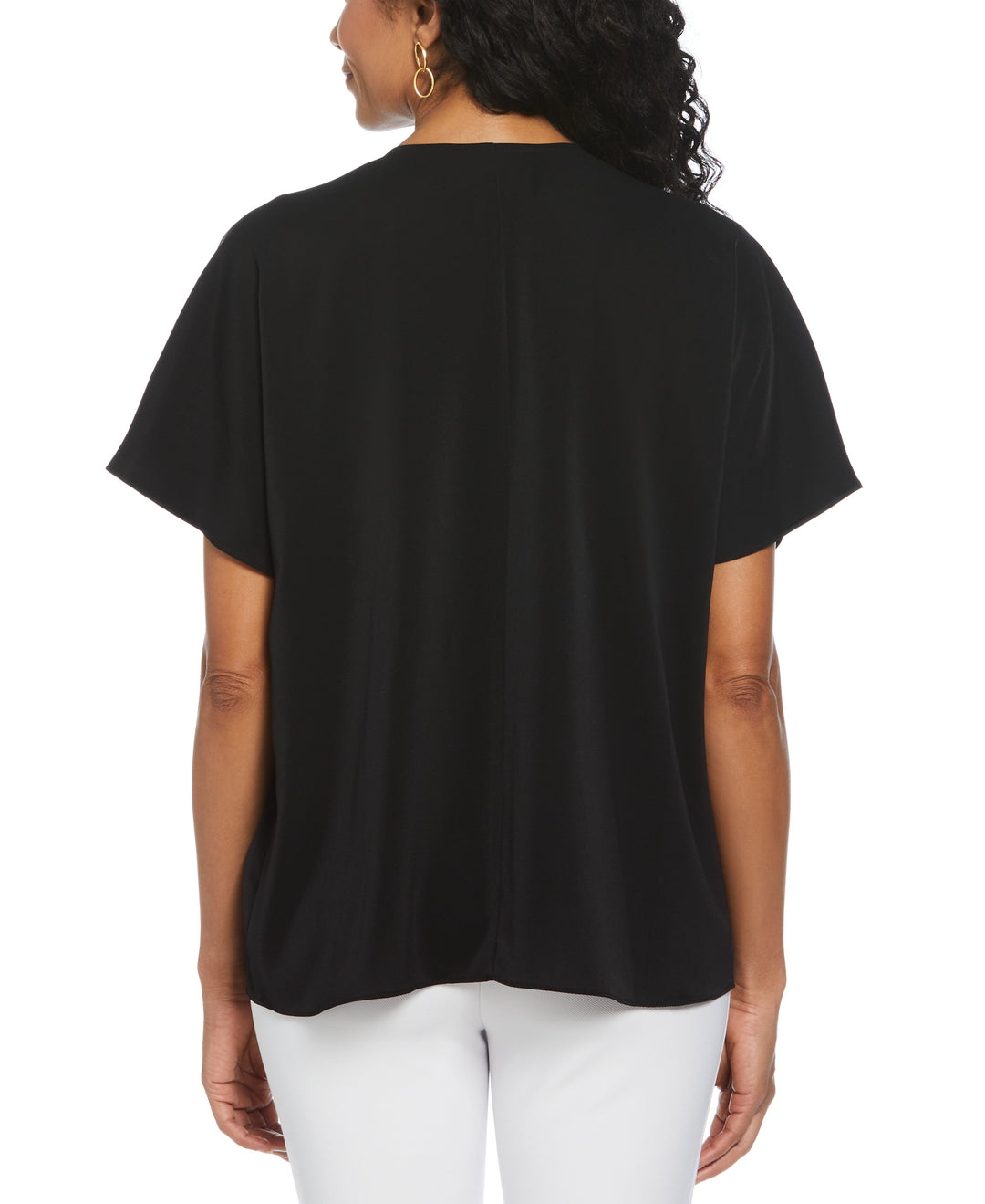 Layered Dolman Sleeve Blouse (Black) 