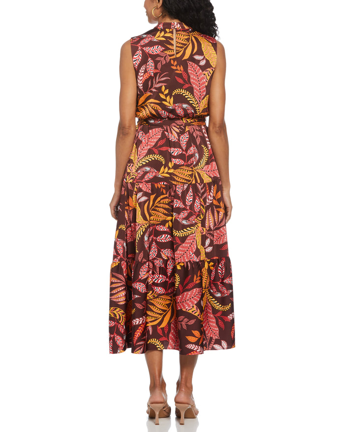 Leaf Print Belted Dress (Decadent Chocolate) 