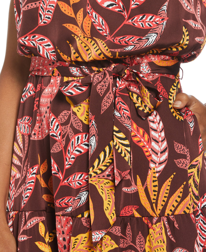 Leaf Print Belted Dress (Decadent Chocolate) 