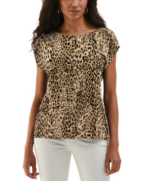 Leopard Print Rivet Detail Tank Top (Irish Cream) 