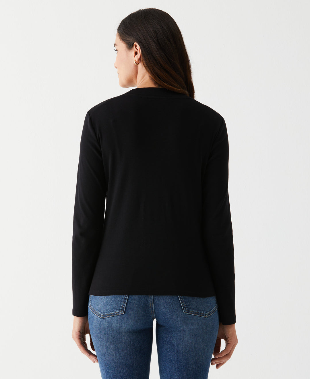 Women's Long Sleeve Tee with Zipper Detail | Rafaella