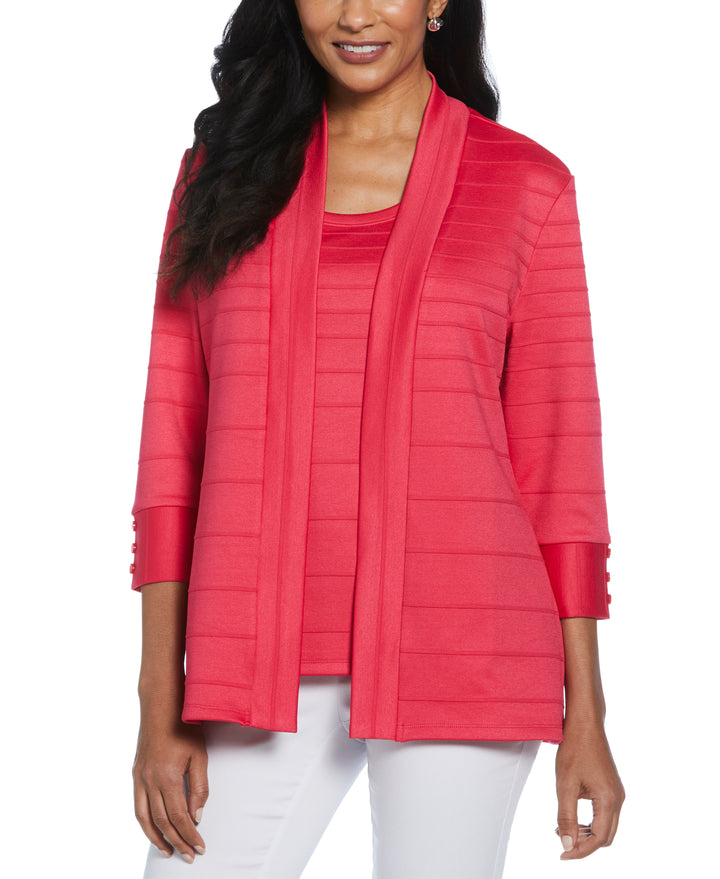 Ottoman Knit Cardigan (Raspberry) 
