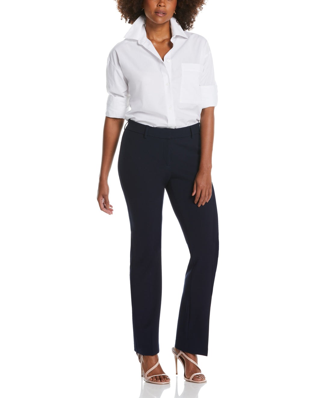 PETITE STRETCH CREPE PANT - CLASSIC FIT (Navy) 