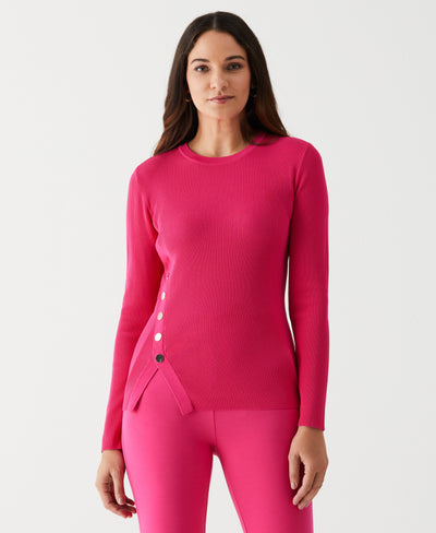 Petite Asymmetrical Sweater with Snaps (Cabaret)