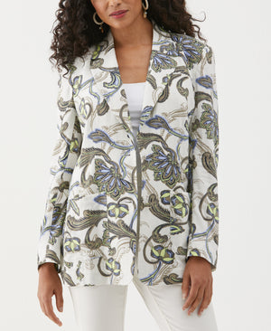 Petite Batik Print Patch Pocket Blazer Jacket (Aloe) 
