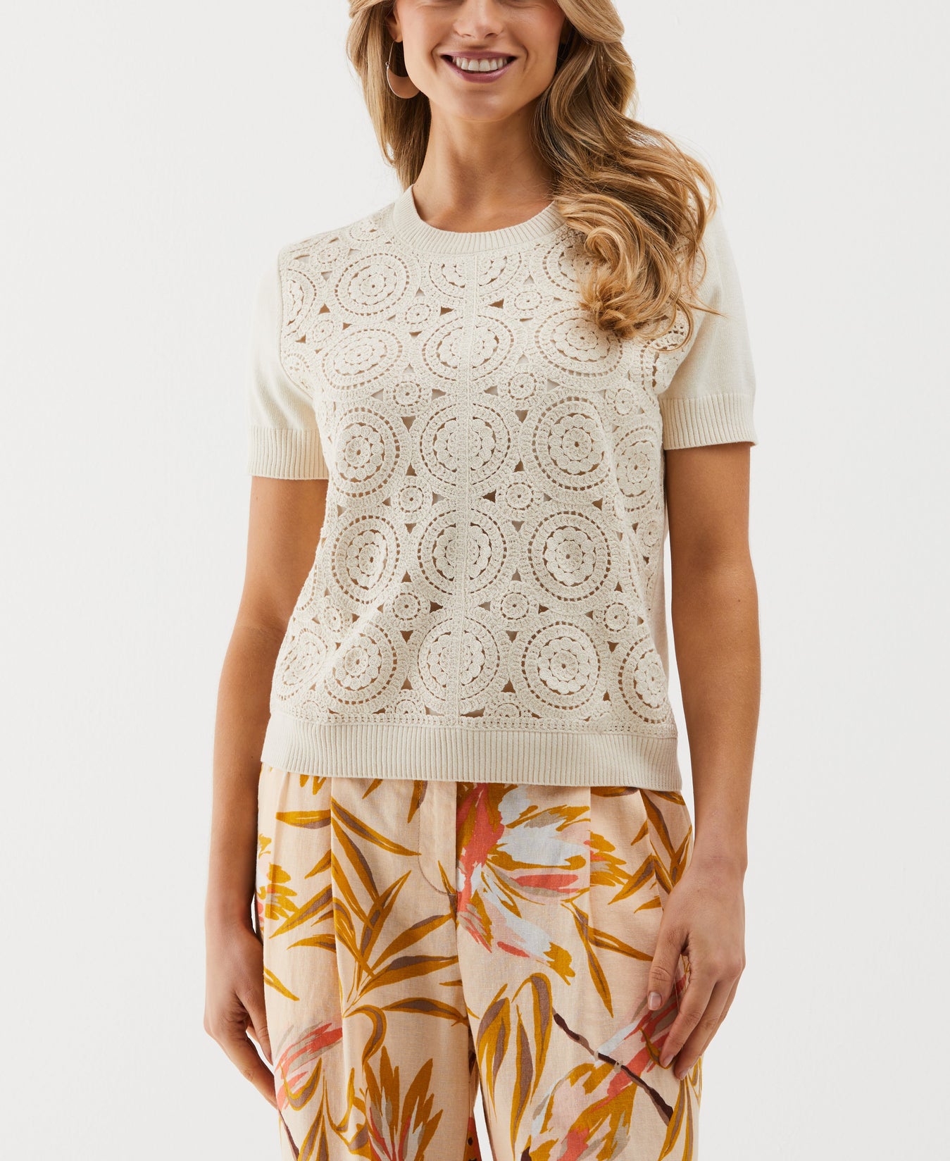 Women s Petite Crochet Front Sweater Rafaella