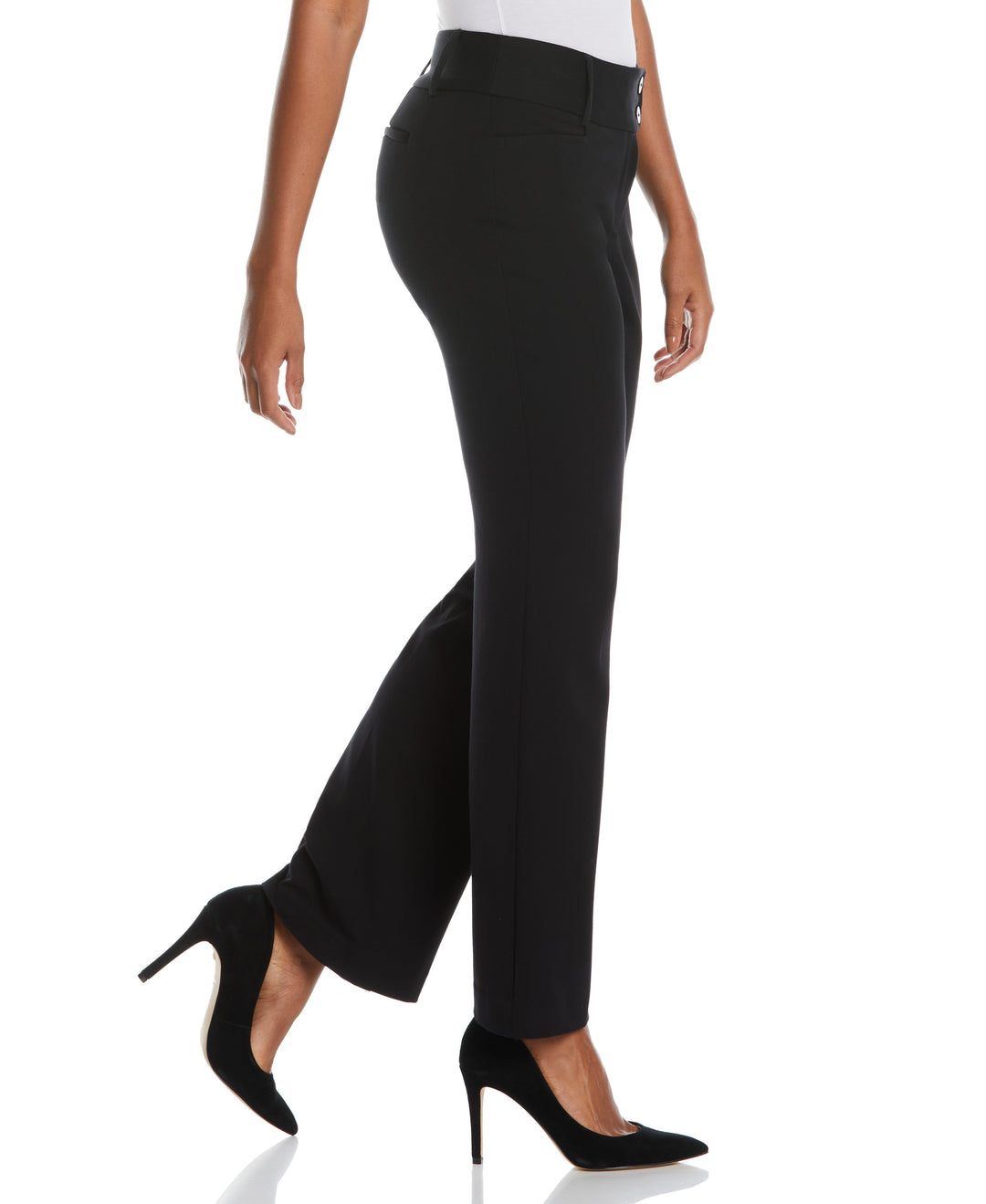 Petite Curvy Fit Boot Cut Pant (Black) 
