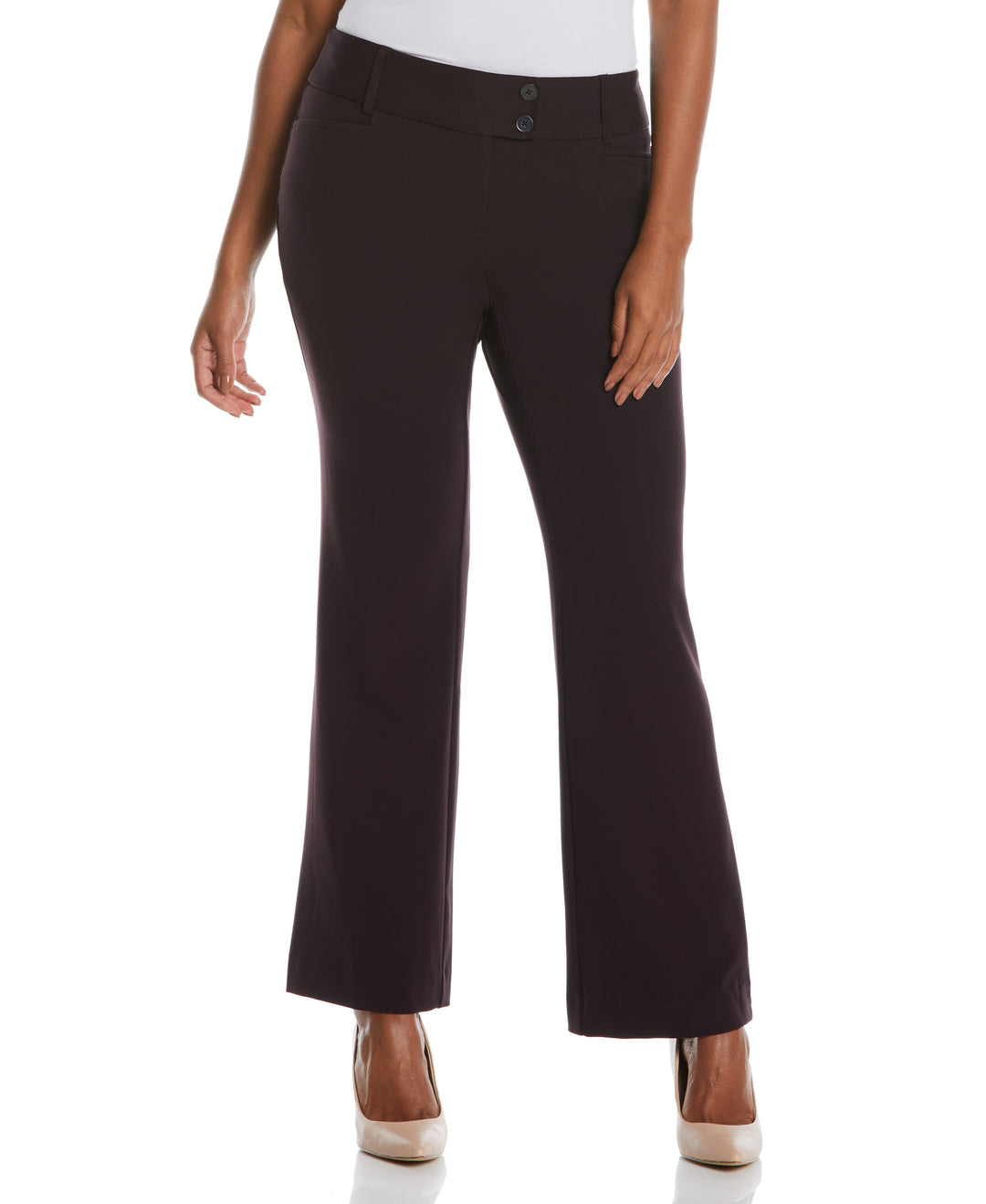 Petite Curvy Fit Boot Cut Pant (Vintage Wine) 