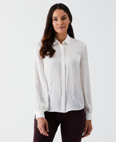 Petite Embellished Blouse (Star White)