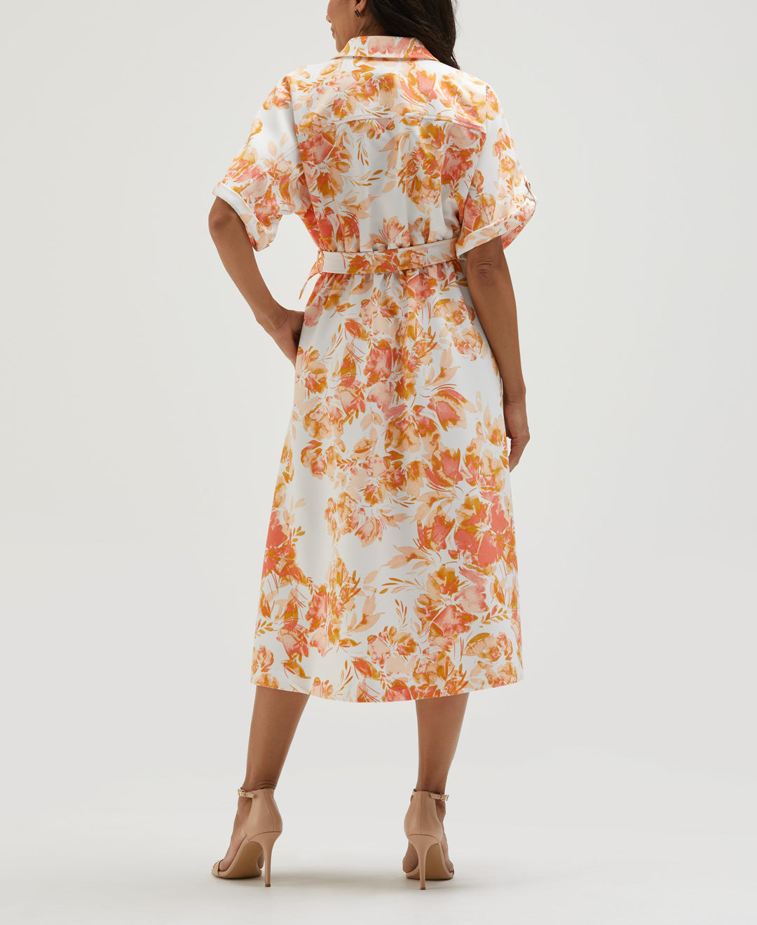 Women's Petite Floral Print Utility Shirt Dress Rafaella Women's Petite Floral Print Utility Shirt Dress Rafaella