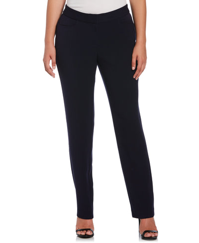 PETITE GABARDINE SLIM LEG PANT - CURVY FIT (Navy) 