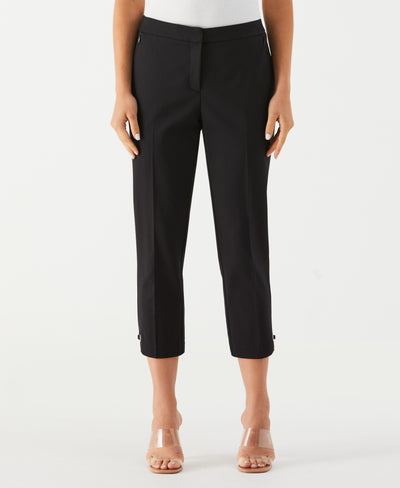 Petite Satin Twill Capri with Grommets (Black) 