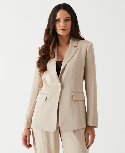 Petite Single Breasted Blazer with Shine (Dark Peyote)