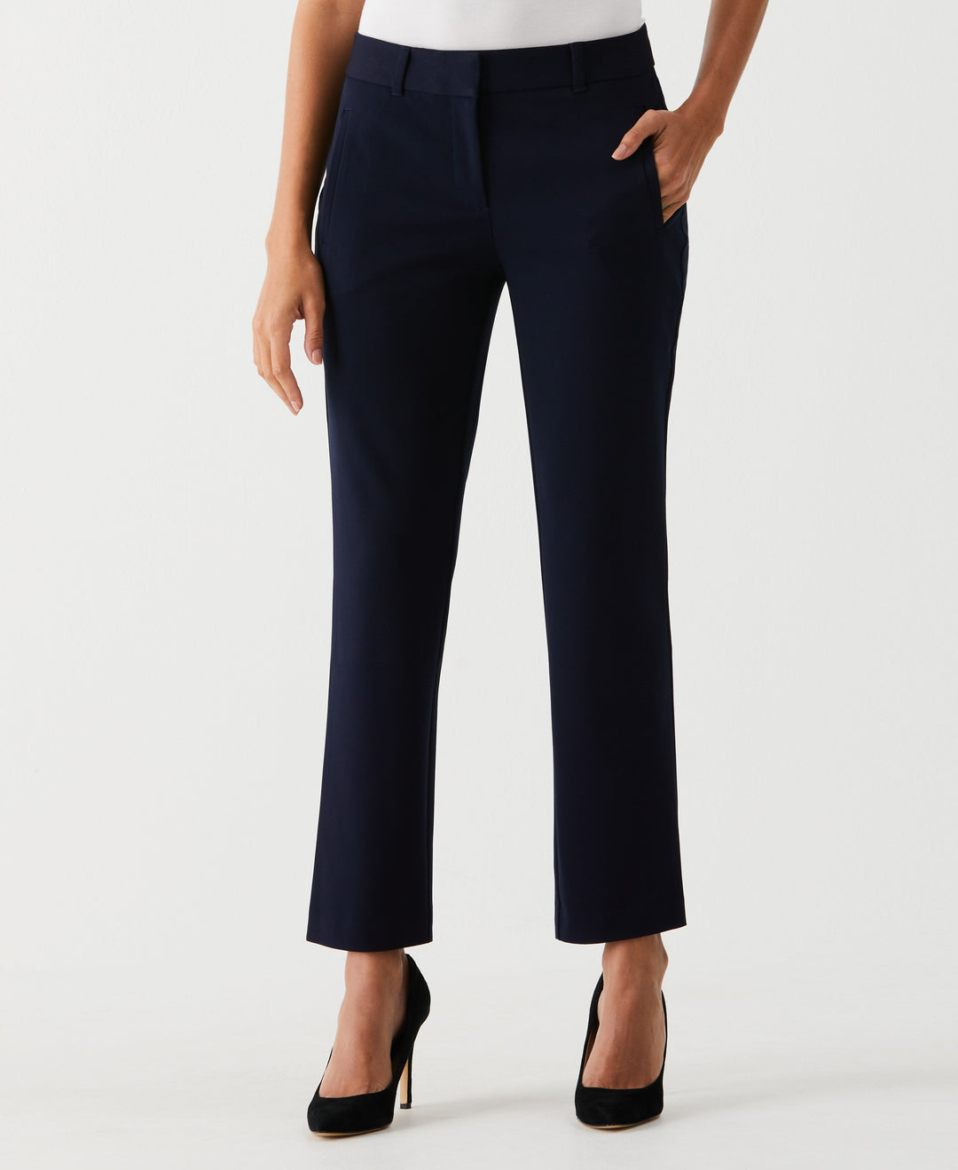 Petite Straight Leg Ankle Pant (Navy) 