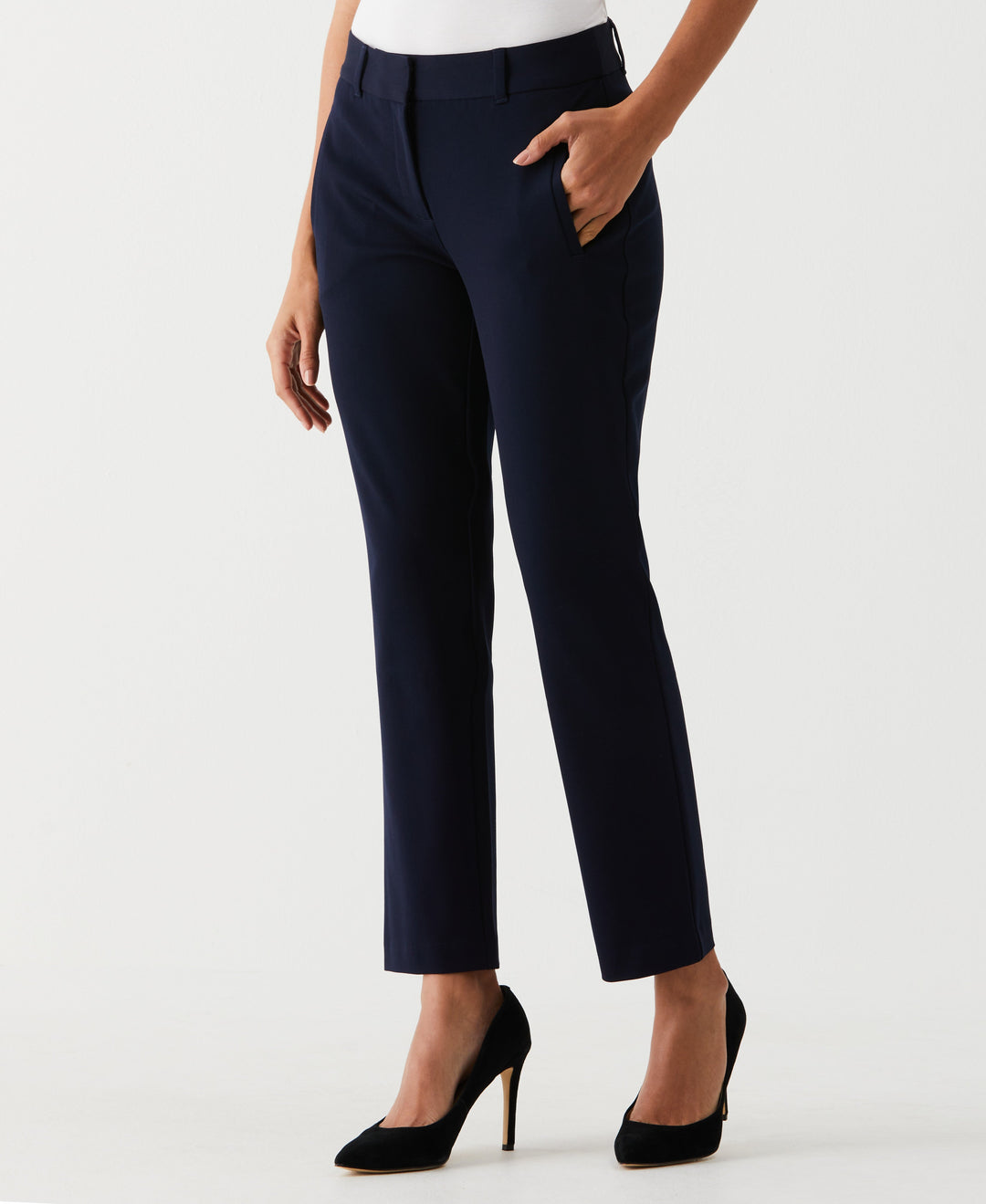 Petite Straight Leg Ankle Pant (Navy) 