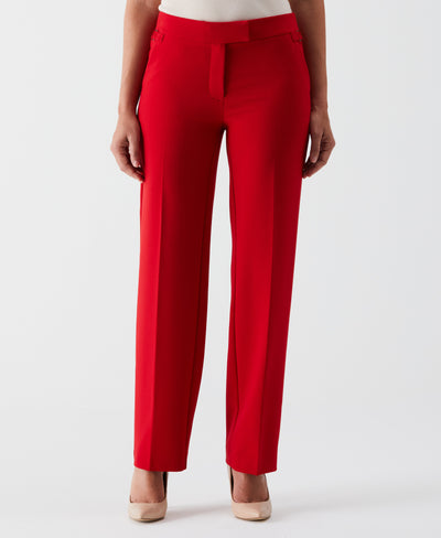 Petite Straight Leg Tab Pant (Tango Red) 