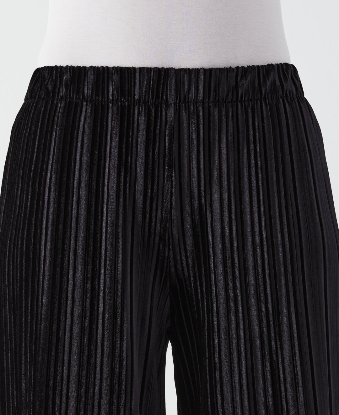 Pleated Velvet Wide Leg Pant (Black) 