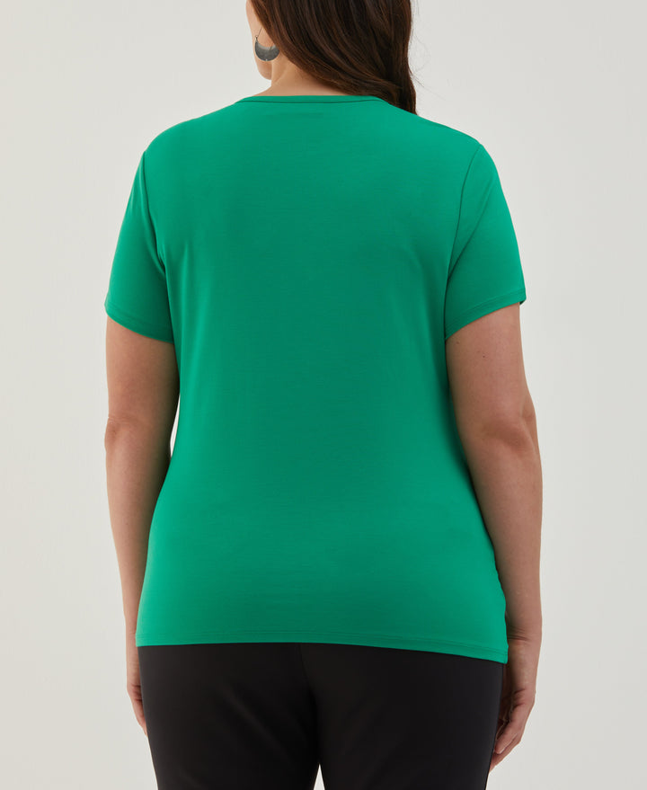 Plus Size Asymmetrical Wrap Top (Jelly Bean) 