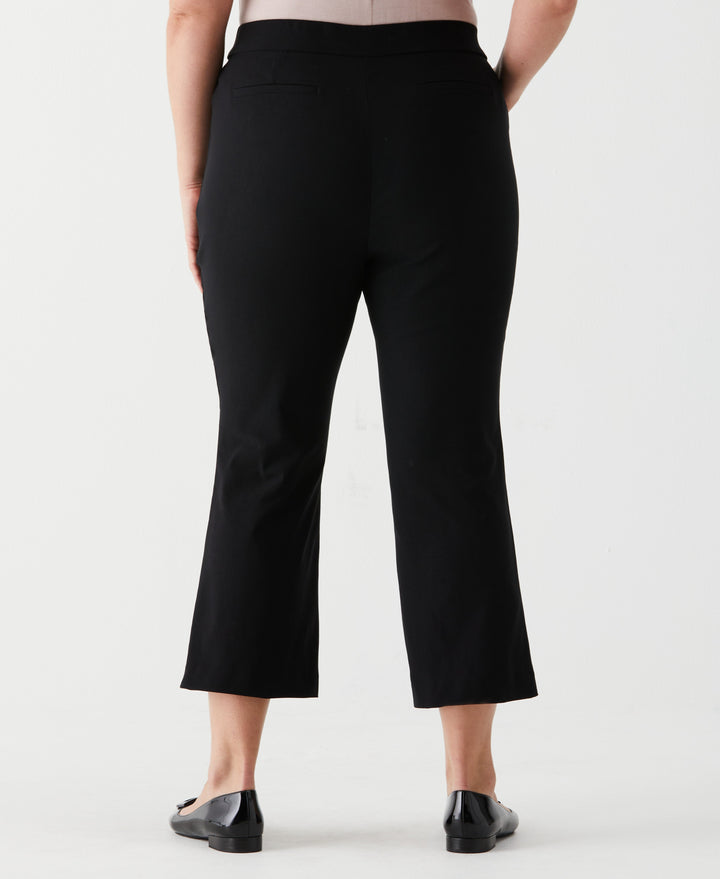 Plus Size Crop Boot Cut Pant with Belt (Black) 